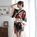 Bộ đồ ngủ kimono Nhật Bản gợi cảm-đen